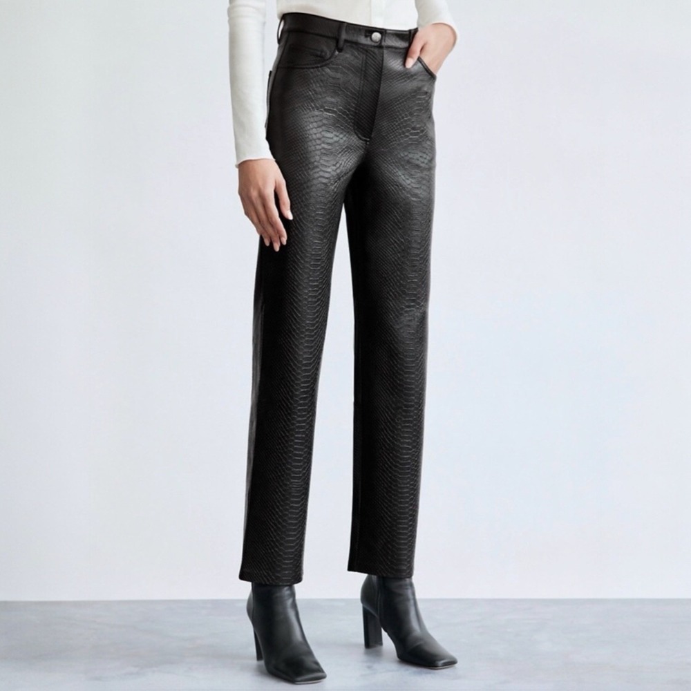 NWT Aritzia Wilfred The Melina Vegan Leather‎ Pant Black Python Sz 6